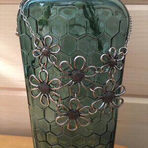 Silvertone Floral Design Necklace